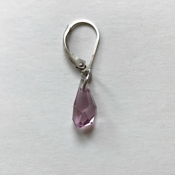 Silver and Purple Drop Earrings - Picture 2 of 2